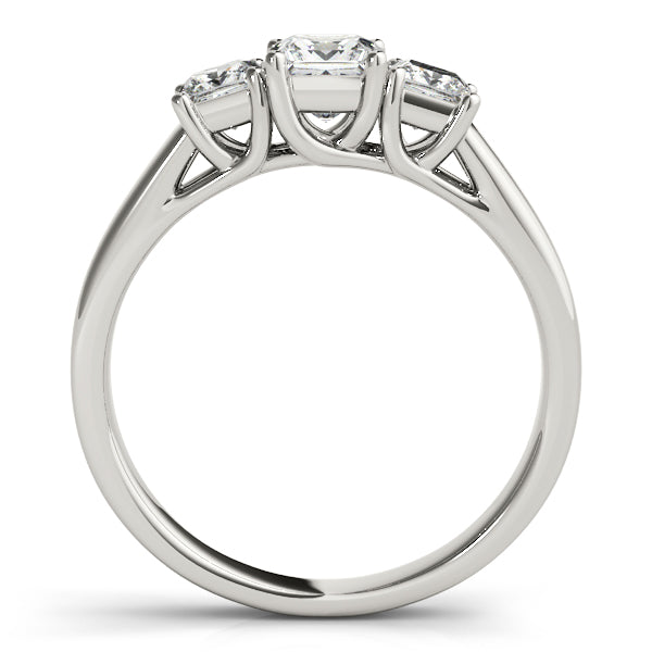 Graceful Three-Stone Princess Diamond Engagement Ring — 9K/18K Gold & Platinum