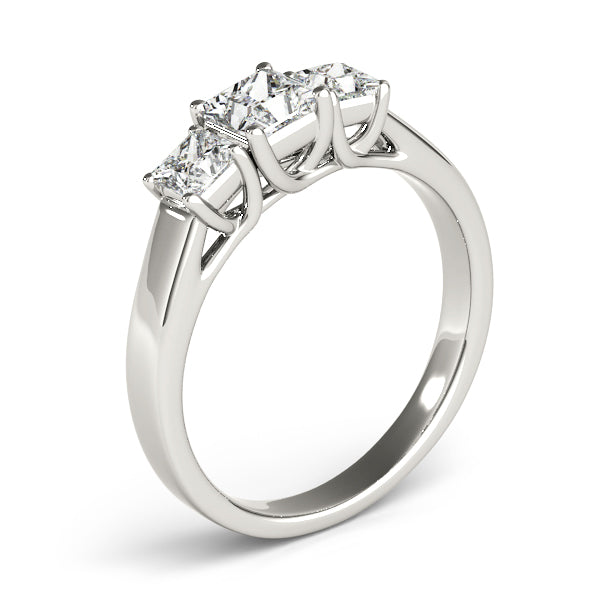 Graceful Three-Stone Princess Diamond Engagement Ring — 9K/18K Gold & Platinum