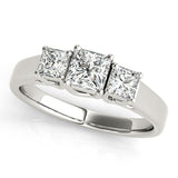 Graceful Three-Stone Princess Diamond Engagement Ring — 9K/18K Gold & Platinum