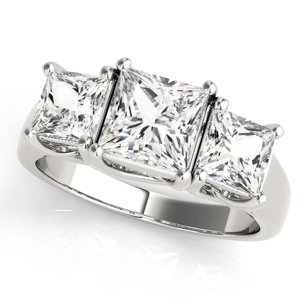 Dazzling Three-Stone Princess Diamond Engagement Ring — 9K/18K Gold & Platinum