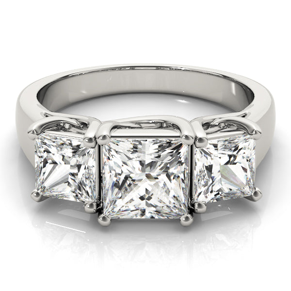 Dazzling Three-Stone Princess Diamond Engagement Ring — 9K/18K Gold & Platinum
