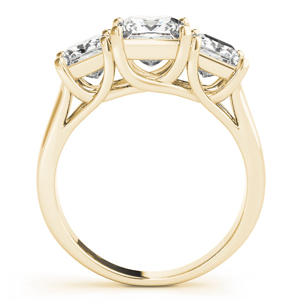Dazzling Three-Stone Princess Diamond Engagement Ring — 9K/18K Gold & Platinum