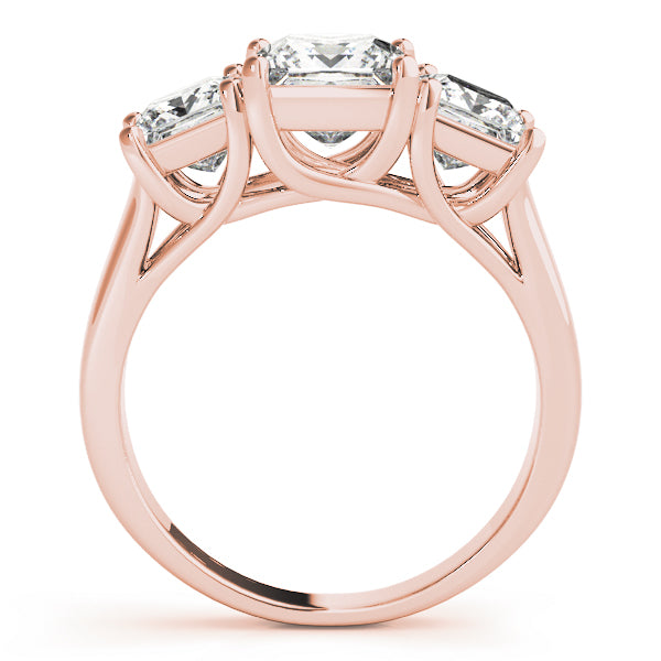 Dazzling Three-Stone Princess Diamond Engagement Ring — 9K/18K Gold & Platinum