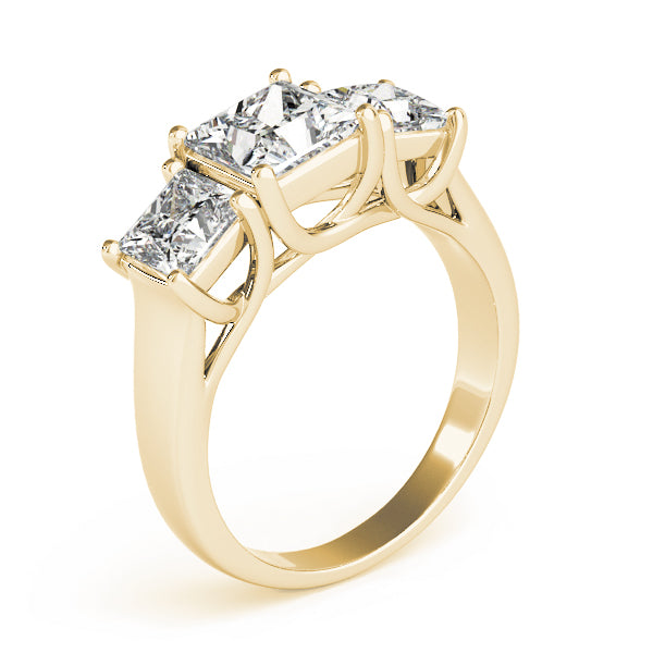 Dazzling Three-Stone Princess Diamond Engagement Ring — 9K/18K Gold & Platinum