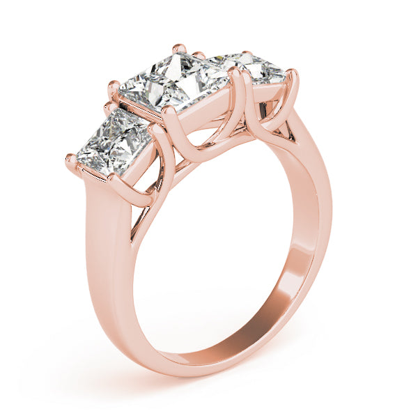 Dazzling Three-Stone Princess Diamond Engagement Ring — 9K/18K Gold & Platinum