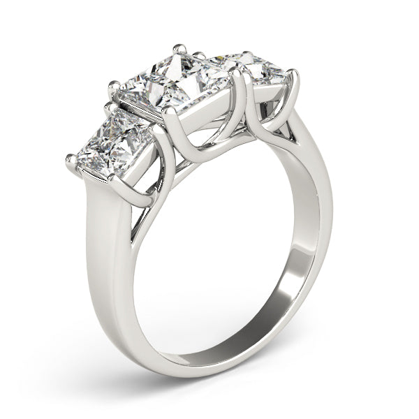 Dazzling Three-Stone Princess Diamond Engagement Ring — 9K/18K Gold & Platinum