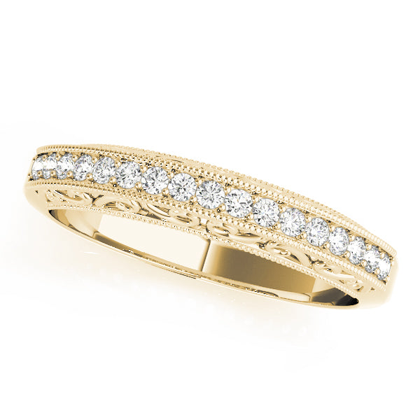 Vintage-Inspired Milgrain Half Eternity Ring in Gold & Platinum