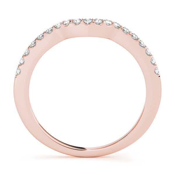 Shared Prong Curved Half Eternity Ring in Gold & Platinum