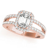 Devoted Halo Emerald Diamond Engagement Ring — 9K/18K Gold & Platinum