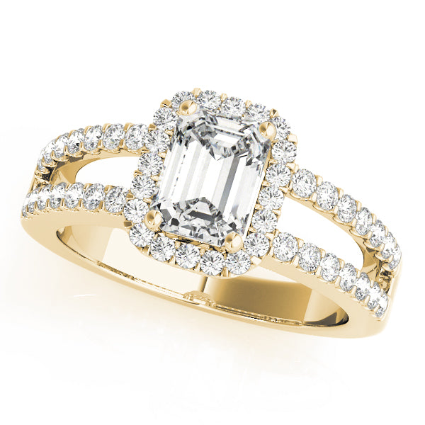 Devoted Halo Emerald Diamond Engagement Ring — 9K/18K Gold & Platinum