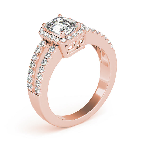 Devoted Halo Emerald Diamond Engagement Ring — 9K/18K Gold & Platinum