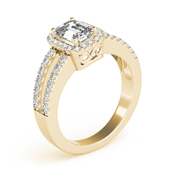 Devoted Halo Emerald Diamond Engagement Ring — 9K/18K Gold & Platinum