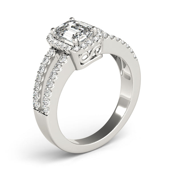 Devoted Halo Emerald Diamond Engagement Ring — 9K/18K Gold & Platinum