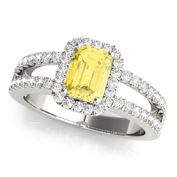 Devoted Halo Emerald Diamond Engagement Ring — 9K/18K Gold & Platinum