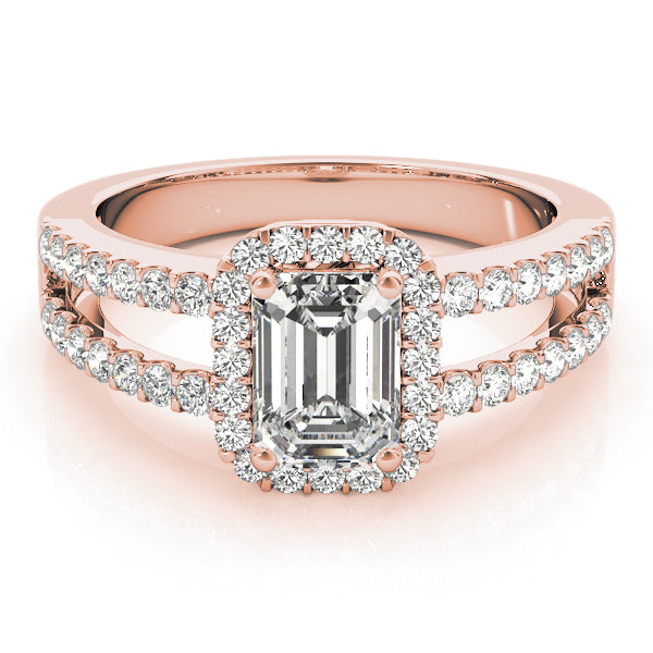 Devoted Halo Emerald Diamond Engagement Ring — 9K/18K Gold & Platinum