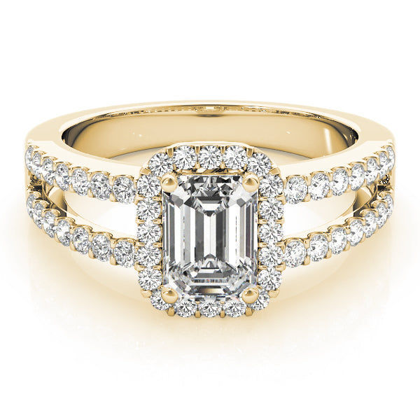 Devoted Halo Emerald Diamond Engagement Ring — 9K/18K Gold & Platinum