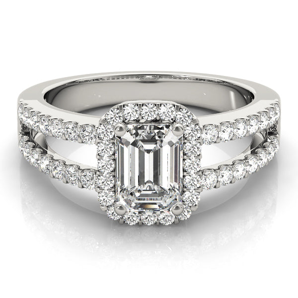 Devoted Halo Emerald Diamond Engagement Ring — 9K/18K Gold & Platinum