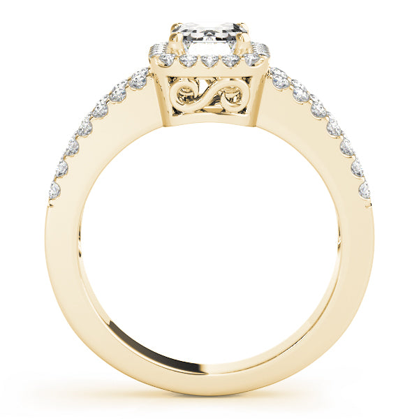 Devoted Halo Emerald Diamond Engagement Ring — 9K/18K Gold & Platinum