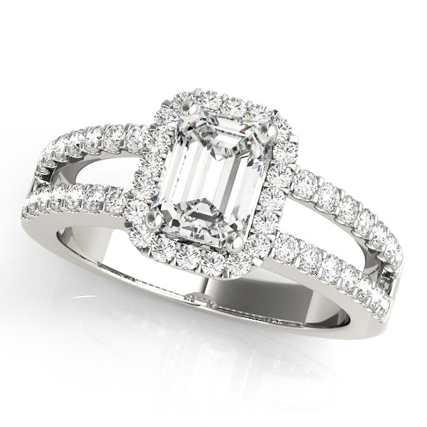 Devoted Halo Emerald Diamond Engagement Ring — 9K/18K Gold & Platinum