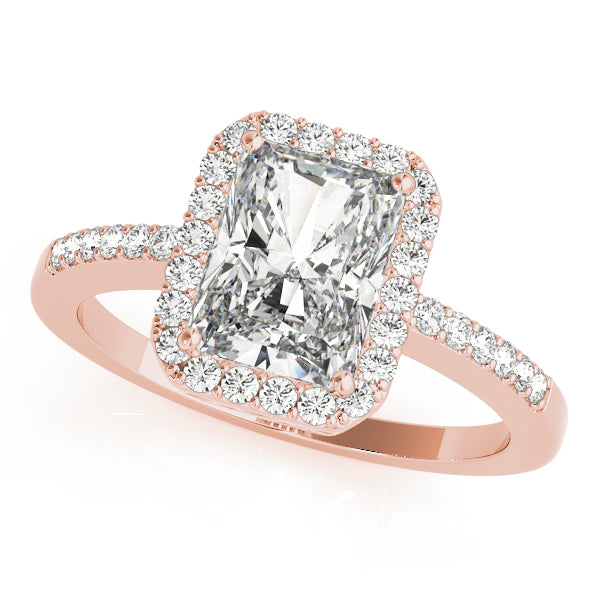 Adored Halo Emerald Diamond Engagement Ring — 9K/18K Gold & Platinum