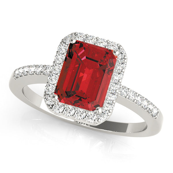 Adored Halo Emerald Diamond Engagement Ring — 9K/18K Gold & Platinum