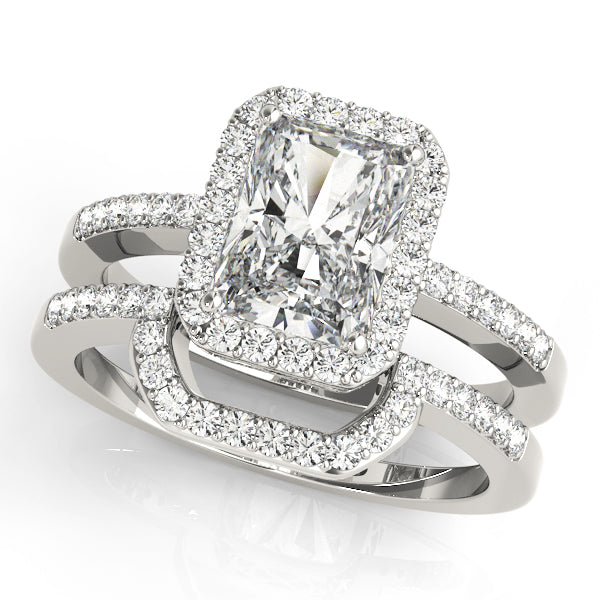 Adored Halo Emerald Diamond Engagement Ring — 9K/18K Gold & Platinum