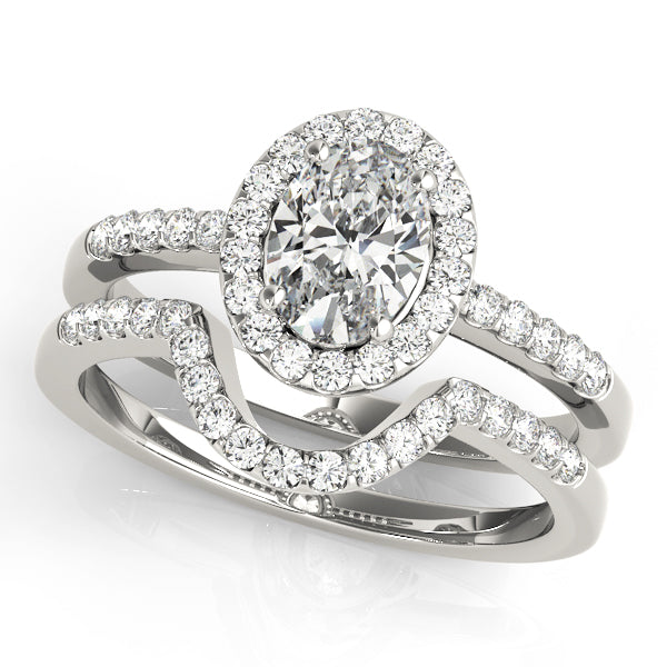 Prong Set Curved Half Eternity Ring in Gold & Platinum