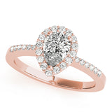 Brilliant Halo Pear Diamond Engagement Ring — 9K/18K Gold & Platinum