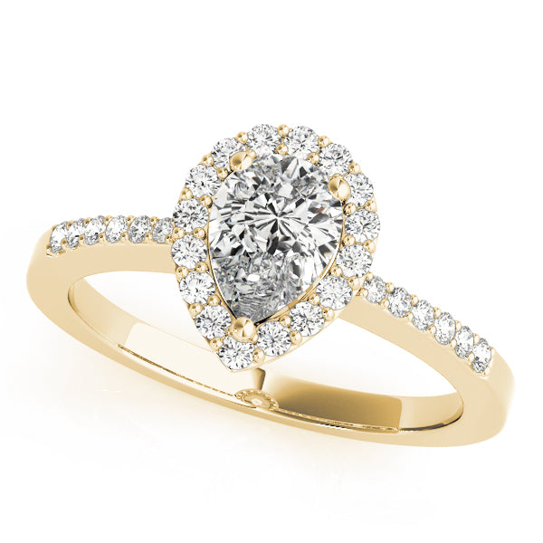 Brilliant Halo Pear Diamond Engagement Ring — 9K/18K Gold & Platinum