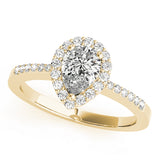 Brilliant Halo Pear Diamond Engagement Ring — 9K/18K Gold & Platinum