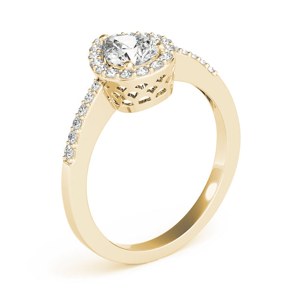Brilliant Halo Pear Diamond Engagement Ring — 9K/18K Gold & Platinum