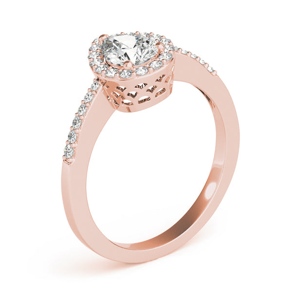 Brilliant Halo Pear Diamond Engagement Ring — 9K/18K Gold & Platinum