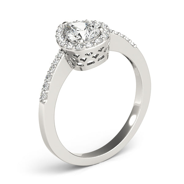 Brilliant Halo Pear Diamond Engagement Ring — 9K/18K Gold & Platinum