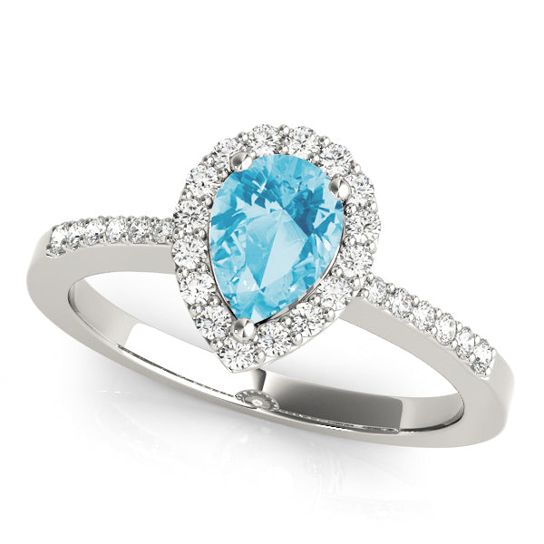 Brilliant Halo Pear Diamond Engagement Ring — 9K/18K Gold & Platinum