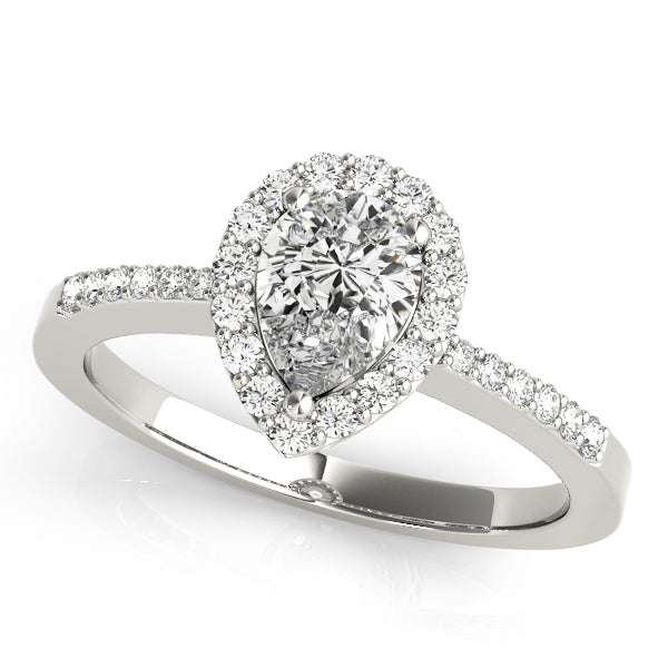 Brilliant Halo Pear Diamond Engagement Ring — 9K/18K Gold & Platinum