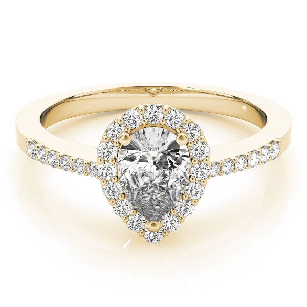 Brilliant Halo Pear Diamond Engagement Ring — 9K/18K Gold & Platinum