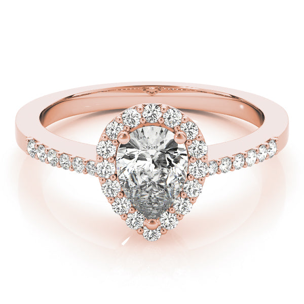 Brilliant Halo Pear Diamond Engagement Ring — 9K/18K Gold & Platinum