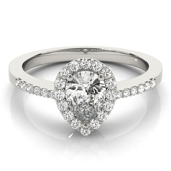 Brilliant Halo Pear Diamond Engagement Ring — 9K/18K Gold & Platinum