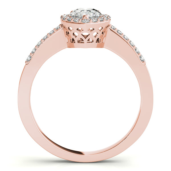 Brilliant Halo Pear Diamond Engagement Ring — 9K/18K Gold & Platinum