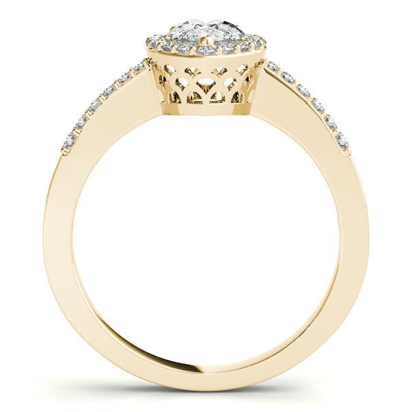 Brilliant Halo Pear Diamond Engagement Ring — 9K/18K Gold & Platinum