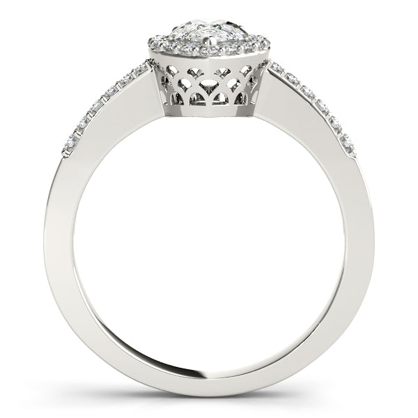 Brilliant Halo Pear Diamond Engagement Ring — 9K/18K Gold & Platinum