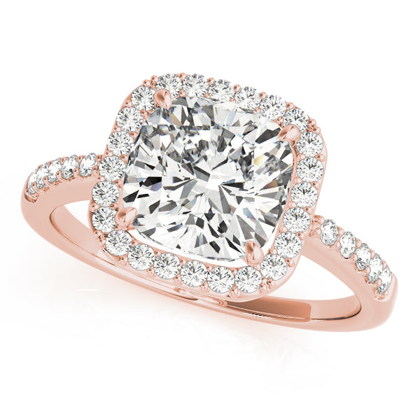 Classic Halo Cushion Diamond Engagement Ring — 9K/18K Gold & Platinum