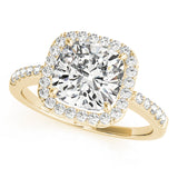 Classic Halo Cushion Diamond Engagement Ring — 9K/18K Gold & Platinum