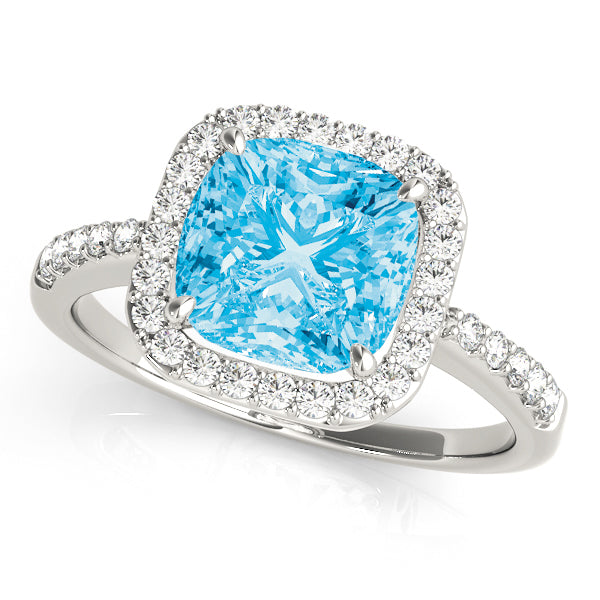 Classic Halo Cushion Diamond Engagement Ring — 9K/18K Gold & Platinum