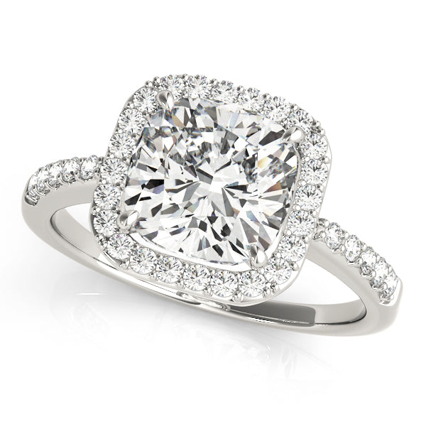 Classic Halo Cushion Diamond Engagement Ring — 9K/18K Gold & Platinum