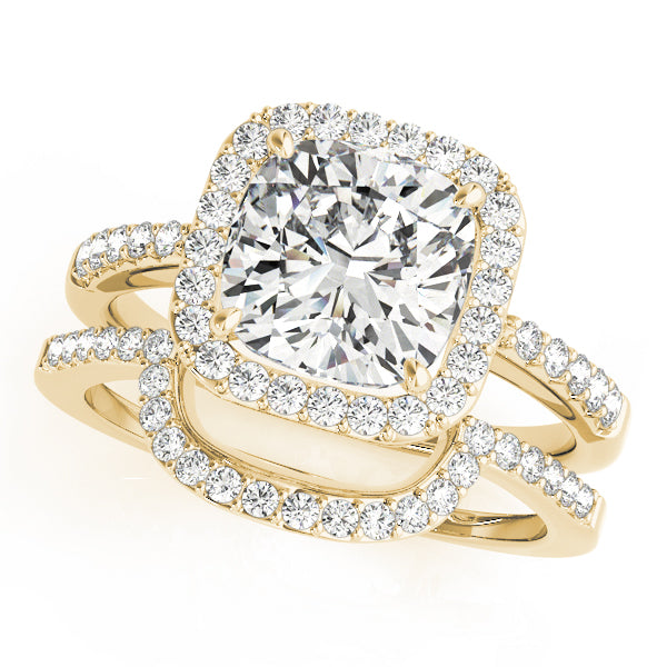 Classic Halo Cushion Diamond Engagement Ring — 9K/18K Gold & Platinum