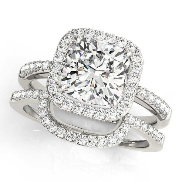 Classic Halo Cushion Diamond Engagement Ring — 9K/18K Gold & Platinum