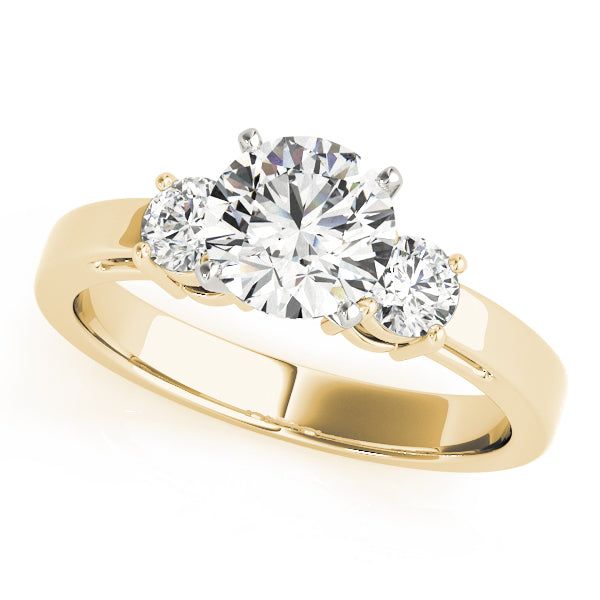 Timeless Three-Stone Round Diamond Engagement Ring — 9K/18K Gold & Platinum