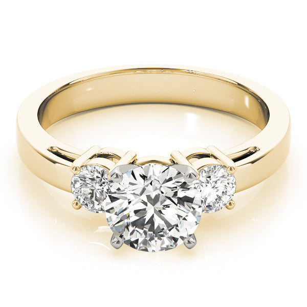 Timeless Three-Stone Round Diamond Engagement Ring — 9K/18K Gold & Platinum
