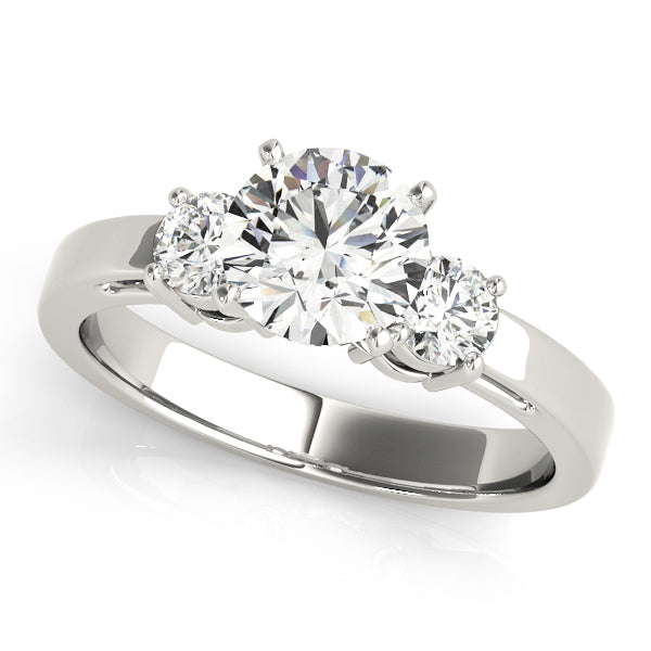 Timeless Three-Stone Round Diamond Engagement Ring — 9K/18K Gold & Platinum